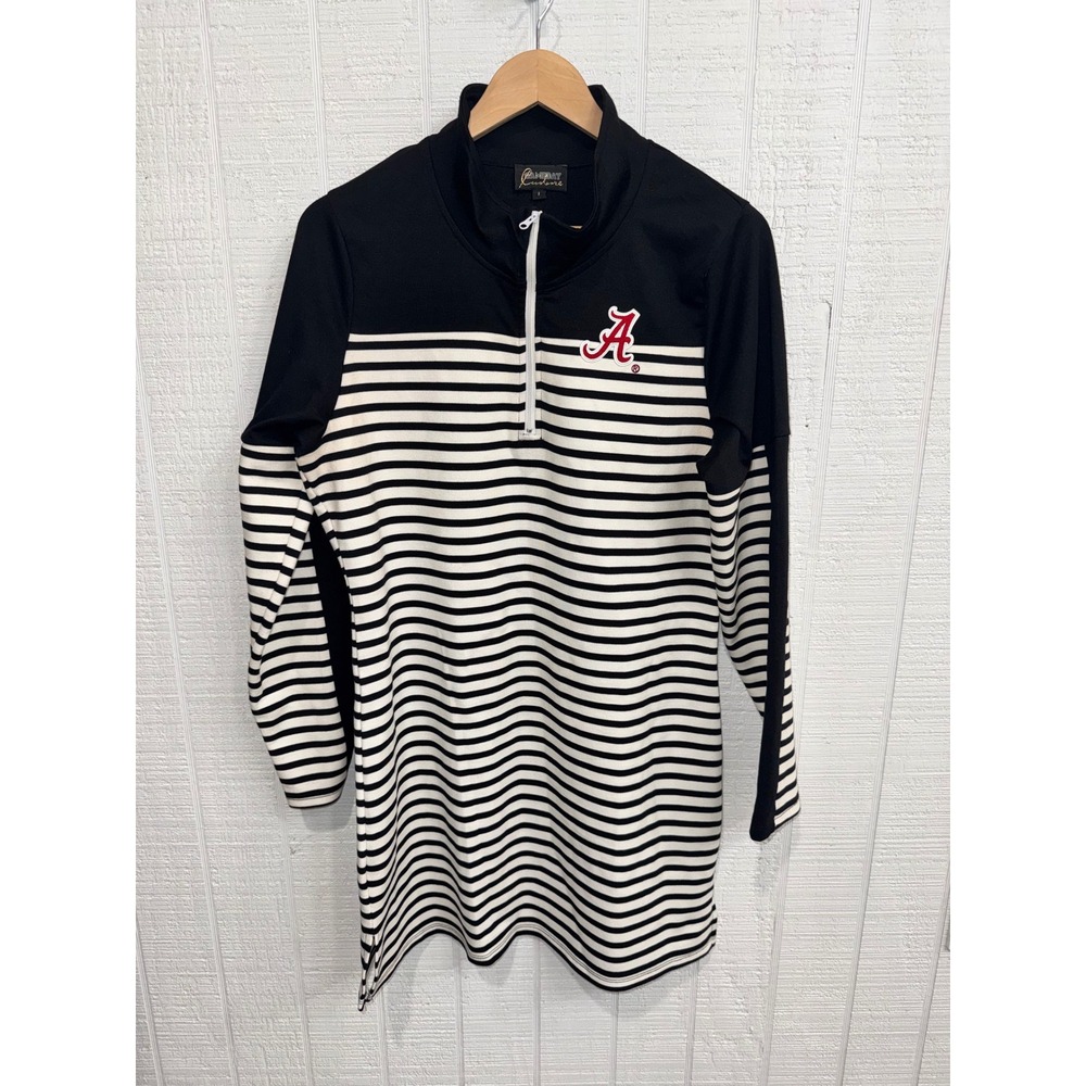Gameday Couture Alabama Crimson Tide Dress Women Black Striped Quarter Zip L